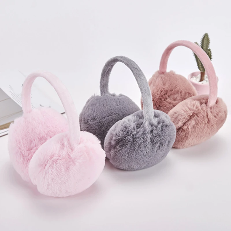 

Winter Warm Earmuffs cute Plush Fur headphones fashion unisex ear warmer solid Color Girls Headband Ear Muff Ear Cover