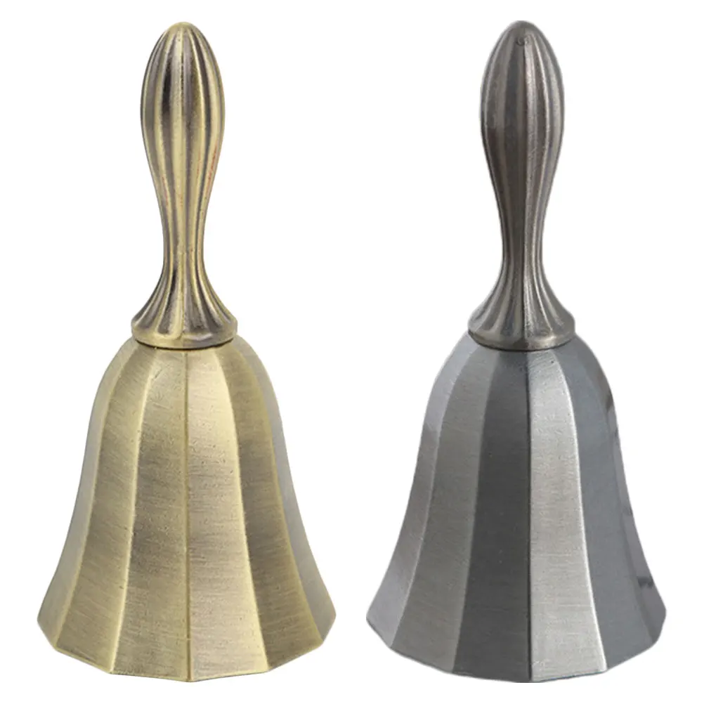 

Портативный Колокольчик для уживечерние, декоративный металлический колокольчик для школы и ресторана, музыкальный инструмент, 2 шт.