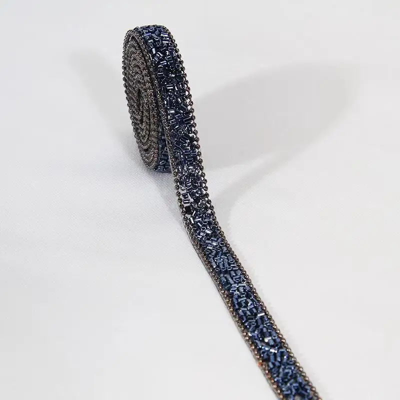 

Hotfix Tube Ribbon Trimming 1Yard/Lot 11mm Width Rhinestone Chain Tape Fabric Applique Banding for Accessories