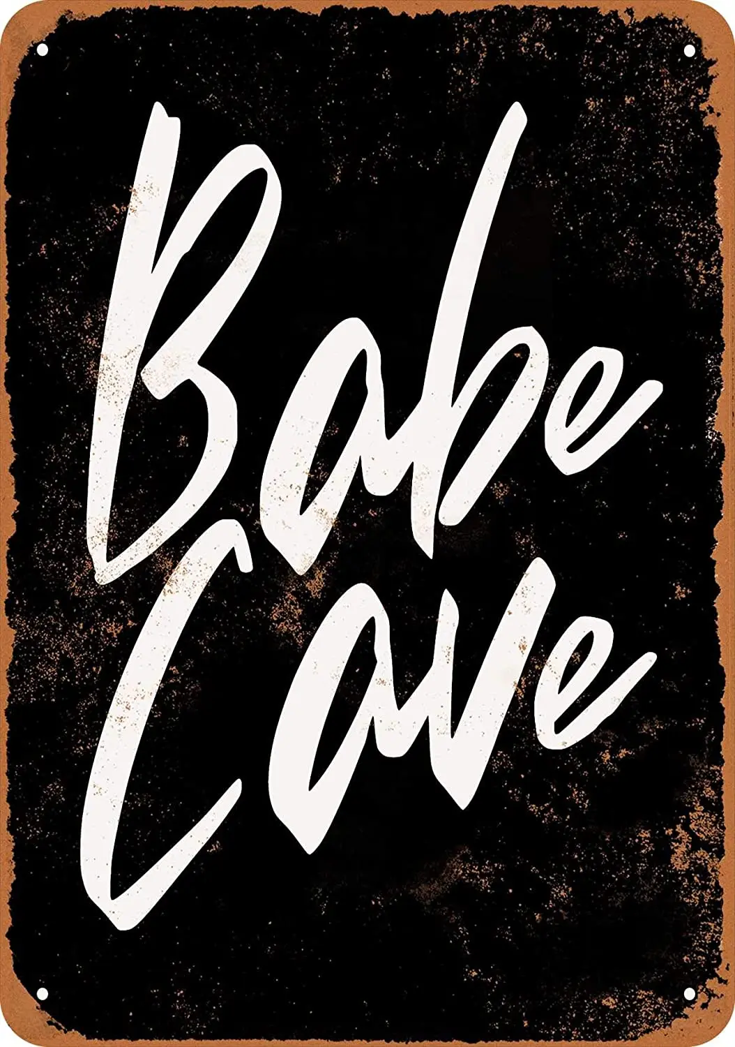 

WallColor 8*12 Metal Sign Babe Cave (Black Background) Vintage Look