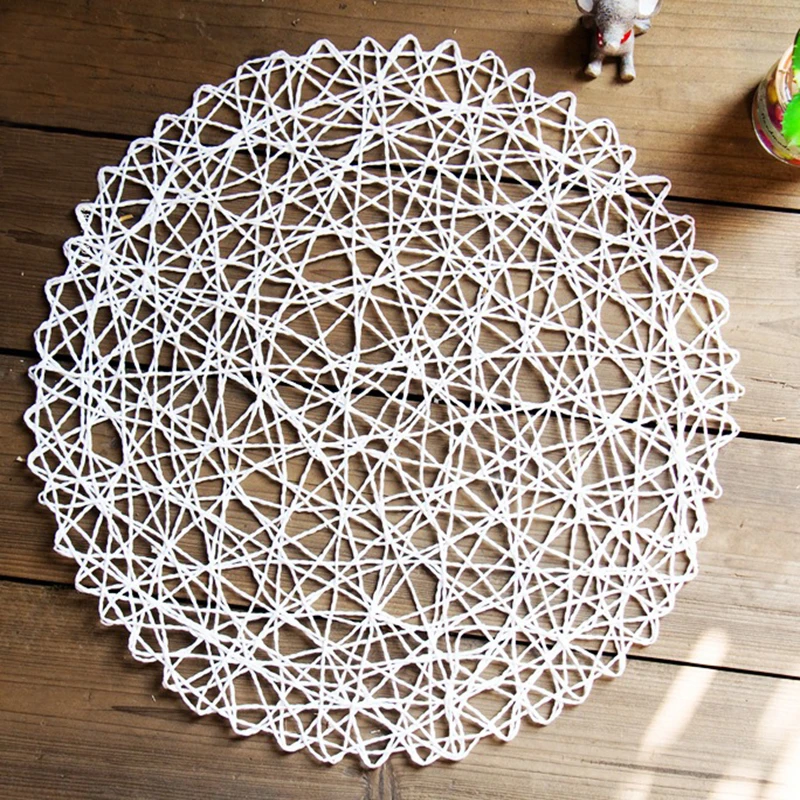 Подстилки для стола Сельский полый коврик Круглый тканый столовой подстилки