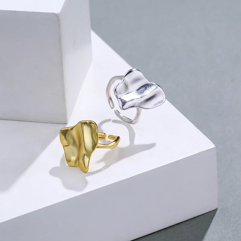 

925 Sterling Silver Personality Arc Irregular Opening Ring For Women Minimalist Wedding 2021 Trend Fine Bridal Jewelry