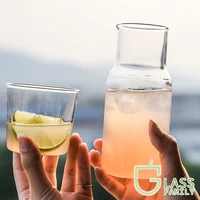 glass water carafe set with tumbler borosilicate glass water jug glass milk bottle cup set soda dispenser glasses drinkware
