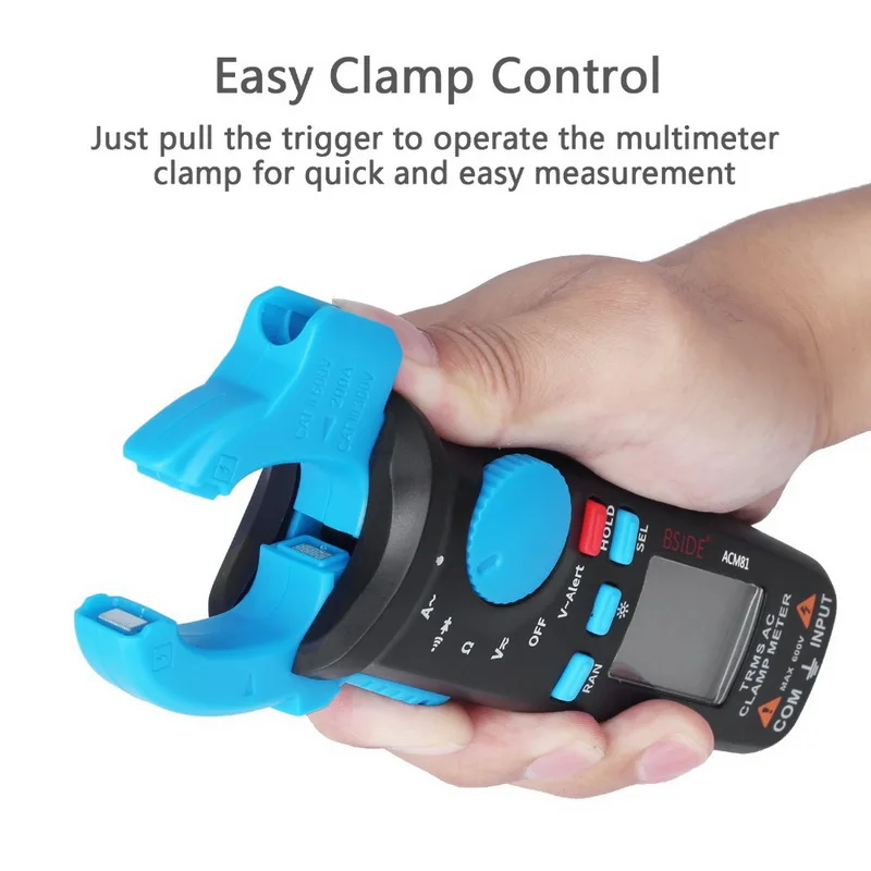 Mini Digital Clamp Meters BSIDE ACM Series True RMS DC AC Current Voltage Ohm Temp Capacitance Hz NCV Tester Ammeter Multimeter |