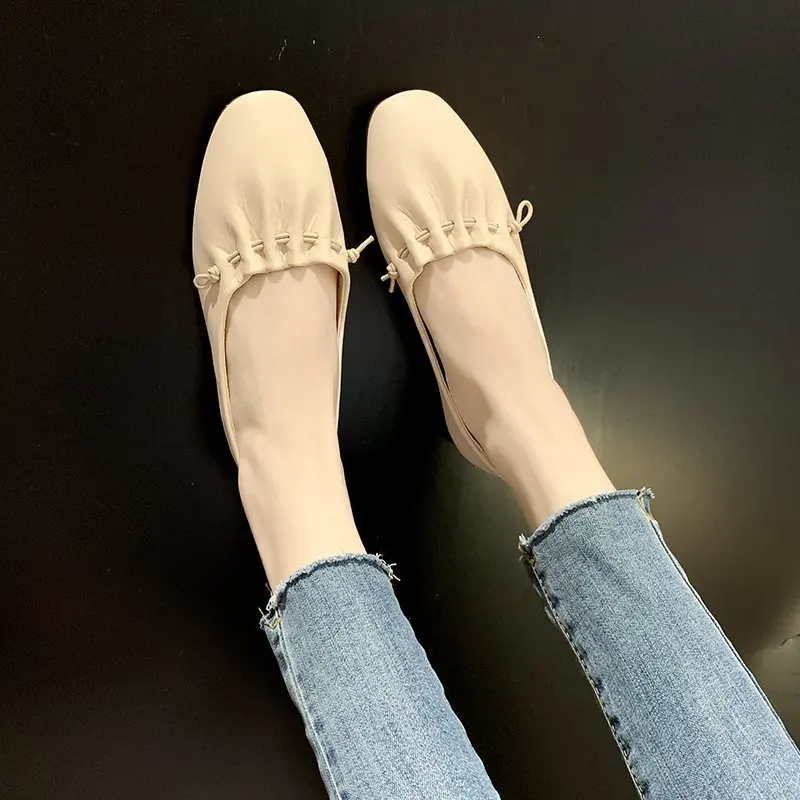 

Retro Woman Shoes Shallow Mouth Autumn Slip-on All-Match Soft Square Toe Female Footwear Casual Sneaker Fall Slip On Moccasin Dr