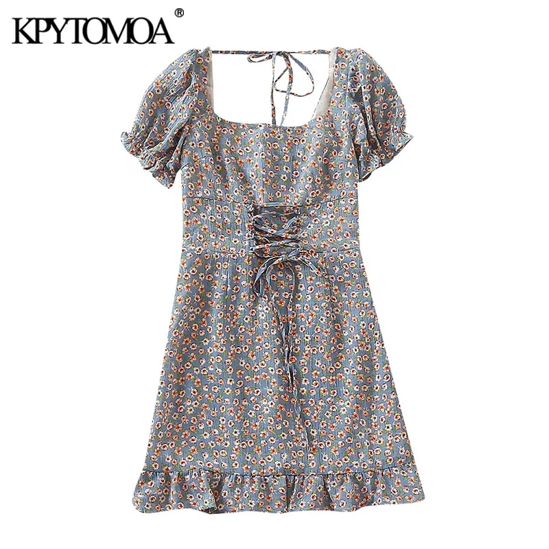 KPYTOMOA женское 2020 шикарное модное мини платье с цветочным принтом и оборками