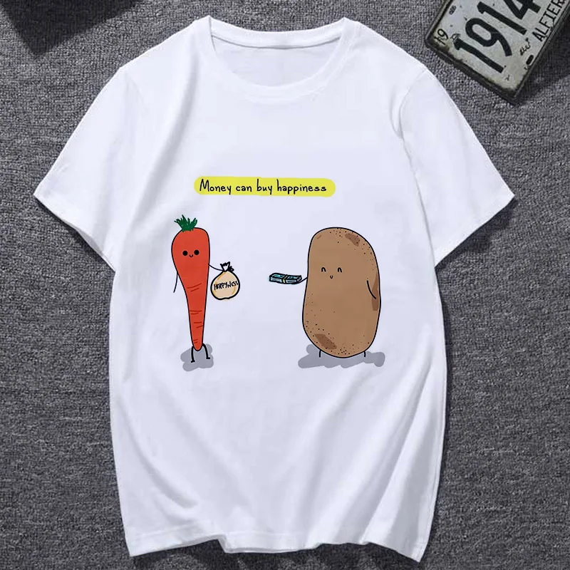 Lus Los New summer lovely t shirt women fashion Potato philosophy Harajuku Short White Tshirt Tops clothing | Женская одежда