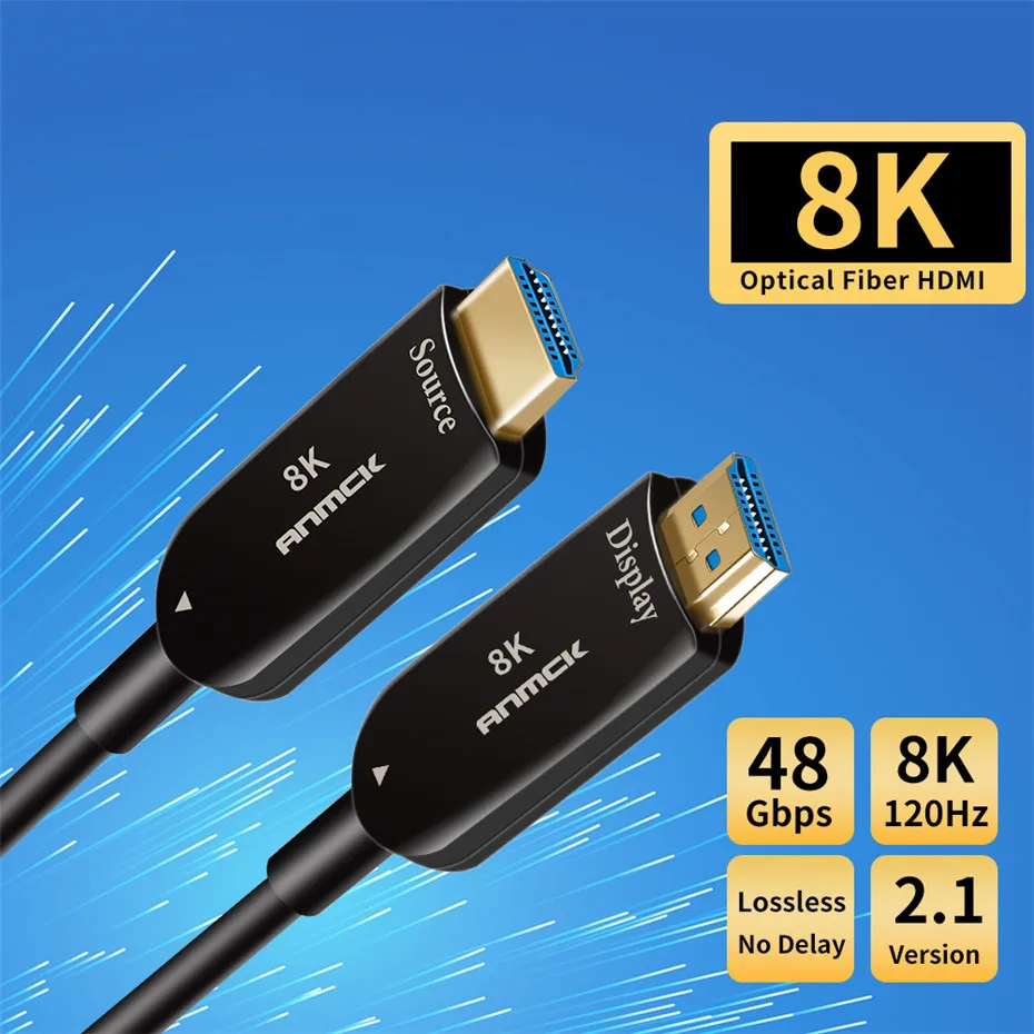 Anmck волоконно-оптический кабель 4K 8K HDMI 2,0 2,1 48 Гбит/с Ультра HD высокая скорость HDR ARC HDCP 2,2 Динамик ТВ камера видео волокно optique