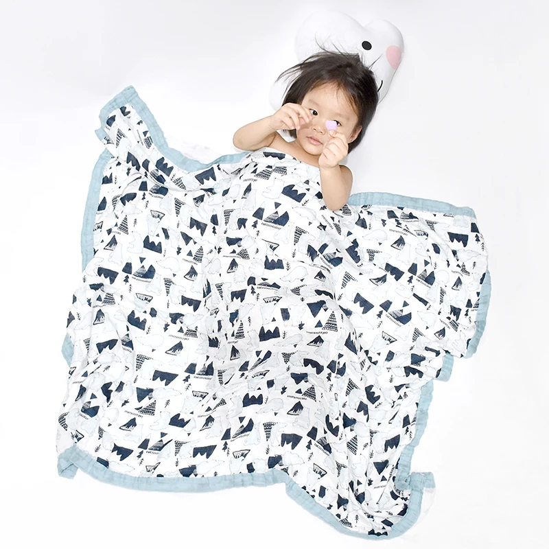 Четырехслойное бамбуковое хлопковое детское муслиновое одеяло Пеленальное