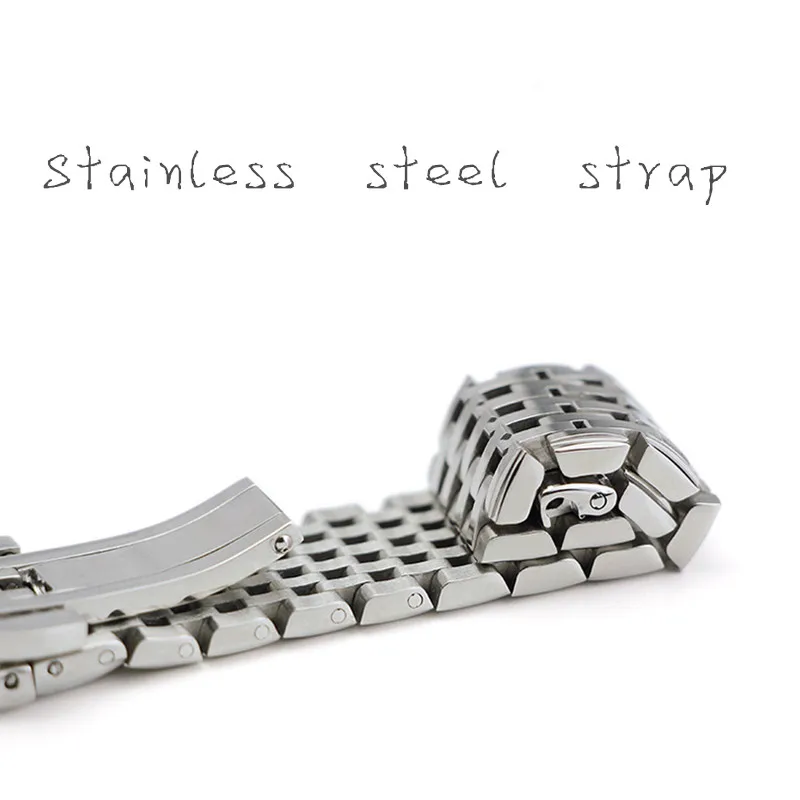 Stainless steel strap watch accessories for Longines steel strap women's double button butterfly buckle watch band diy replace
