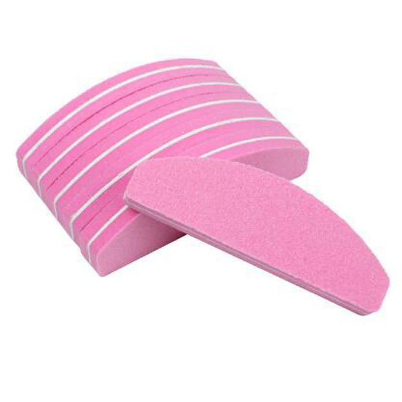 

10/20Pcs Nail Files Buffer Sponge Pink Purple Yellow Half Moon Sandpaper Polisher Manicure Glitter Salon Nail Art Tools