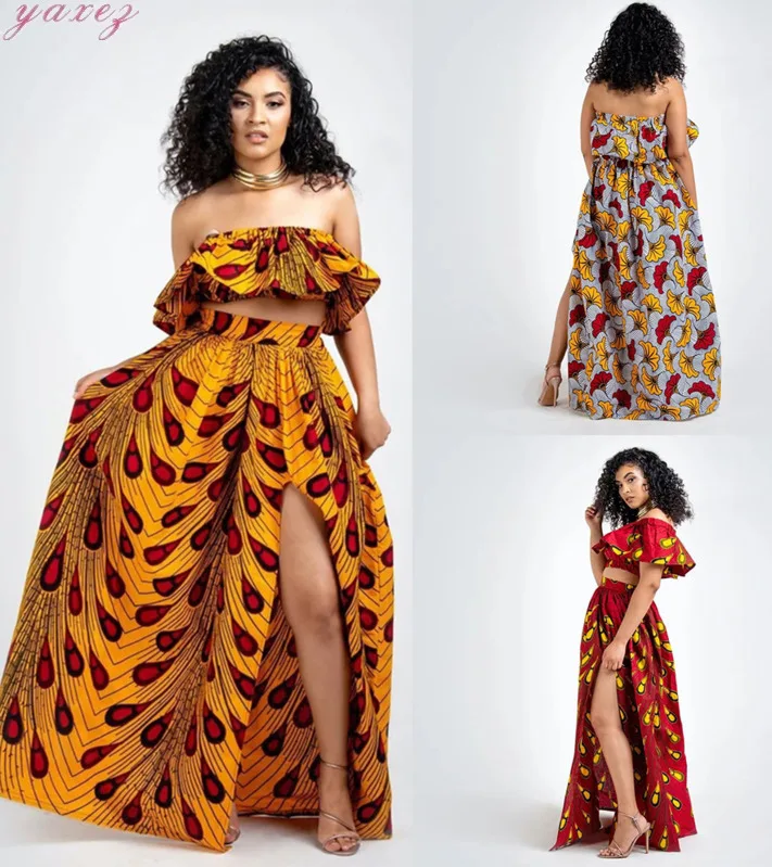 

Женская традиционная длинная юбка, комплект из двух предметов, юбки с Африканским принтом, лето 2020