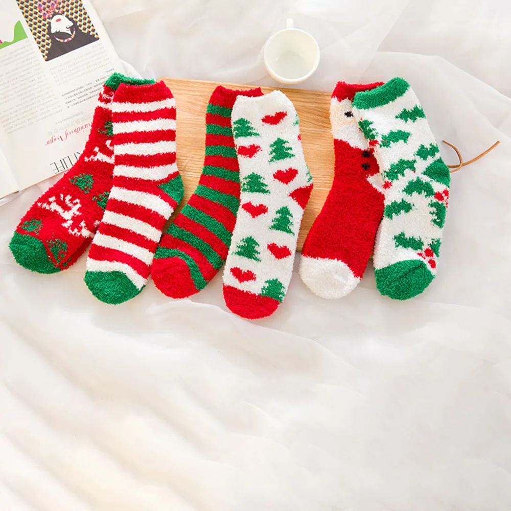 

New Christmas Socks Thick Coral Fleece Adult Autumn And Winter Christmas Gift