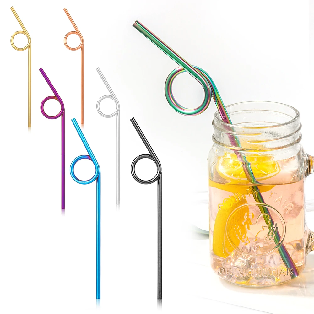 1 шт. разноцветные металлические соломинки Творческий многоразовая нержавеющая