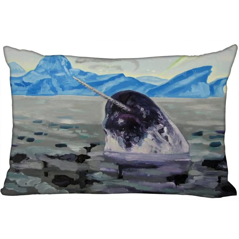 

HOT SALE Narwhal Pillow Cover Bedroom Home Office Decorative Pillowcase Rectangle Zipper Pillow Cases Satin Fabric Soft No Fade