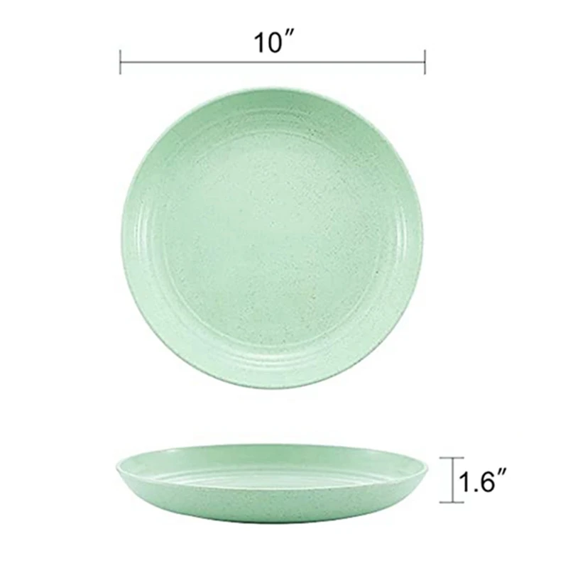 

4Pcs 10 Inch Wheat Straw Deep Dinner Plates - Microwave and Dishwasher Safe, Unbreakable Sturdy Plastic Dinner Plates