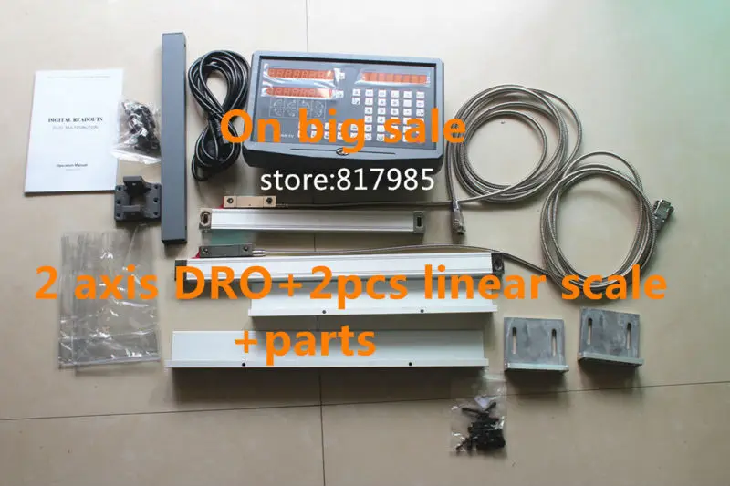 Лучшая цена 2 осевой цифровой индикатор DRO с точной линейной шкалой 70 1020 мм 5um