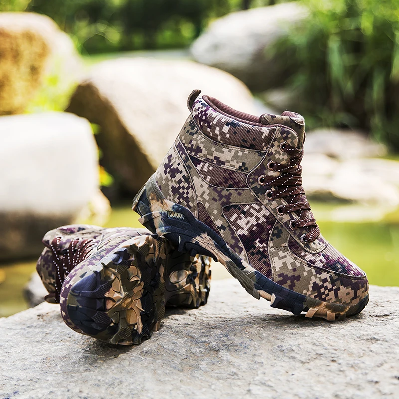 Мужские Зимние ботильоны из шерсти водонепроницаемые Нескользящие камуфляжные