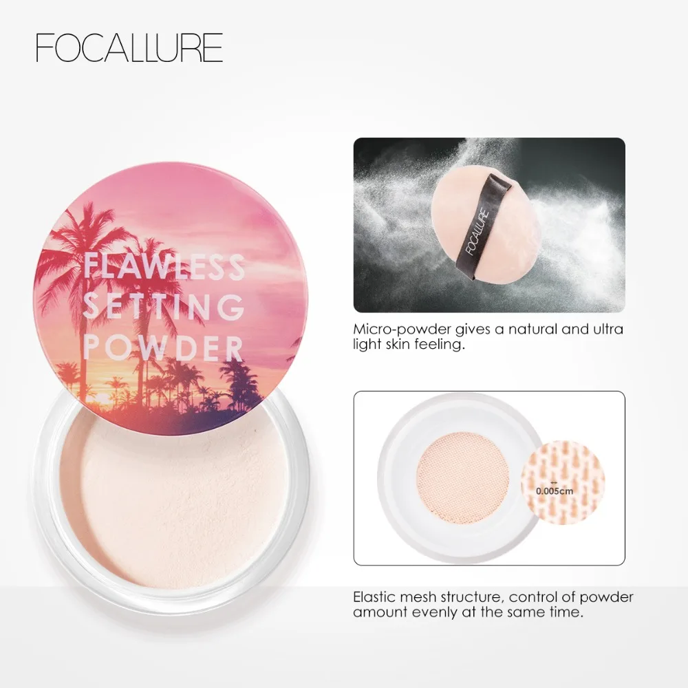 

FOCALLURE New Top Quality Loose Powder Translucent Light Smooth Setting Powder Waterproof Oil-control Velvety Face Makeup
