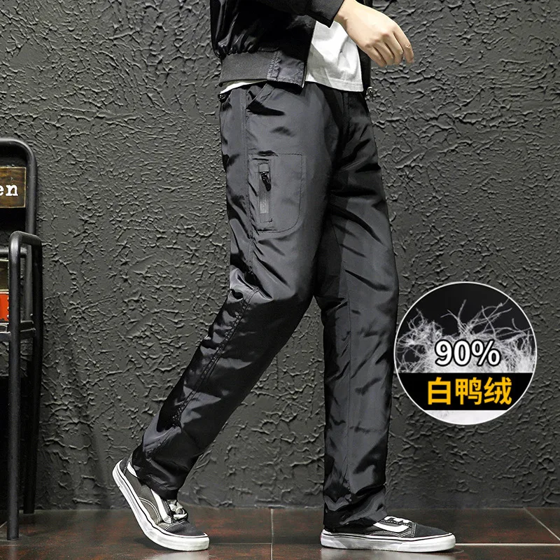 

factory own direct selling the new winter 2020 90% white duck down straight men's trousers with thick warm down pants
