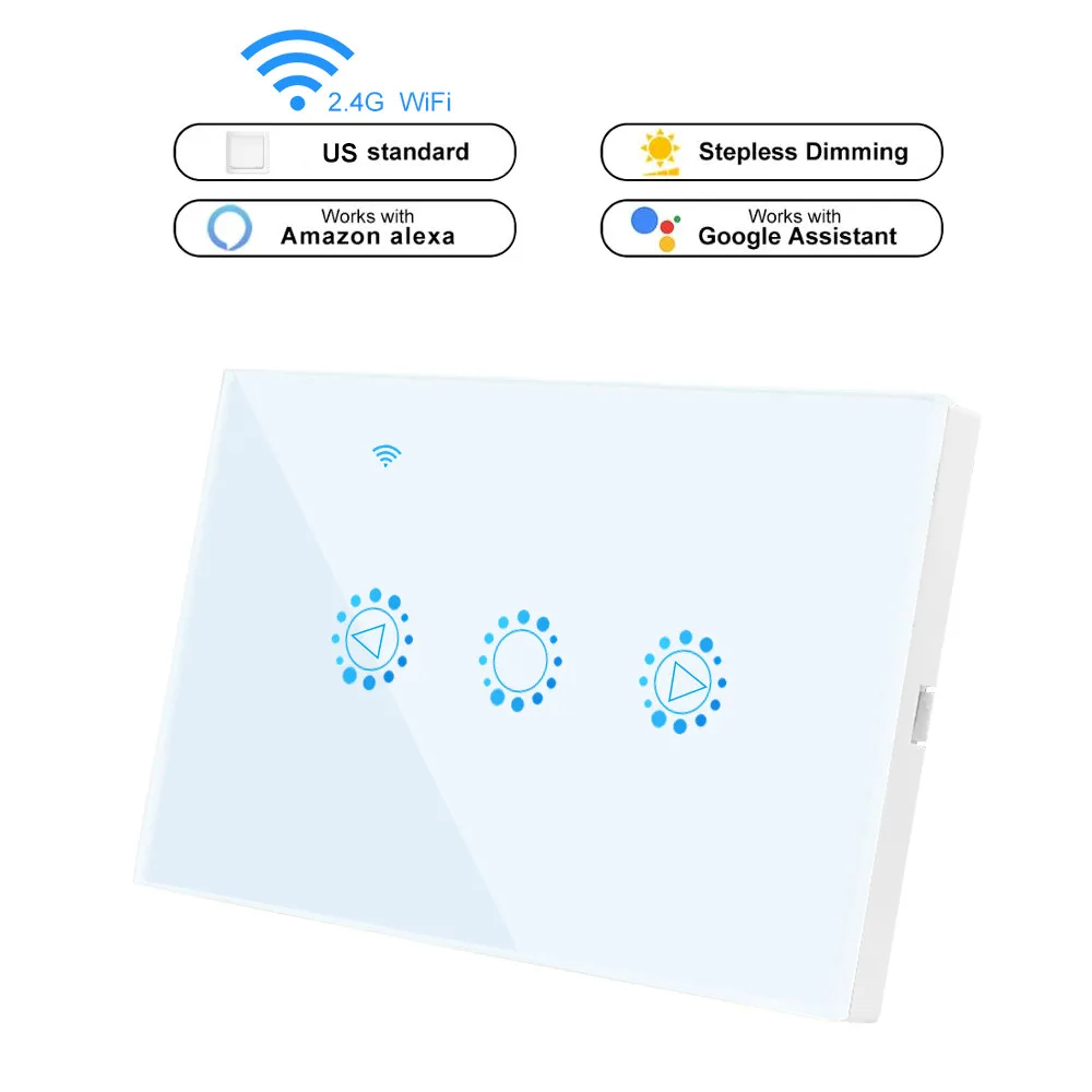 1 банда 1 способ Wifi диммер умный сенсорный переключатель беспроводной пульт дистанционного управления Диммируемый переключатель работает с Amazon Alexa Google Home - Цвет: US Standard White