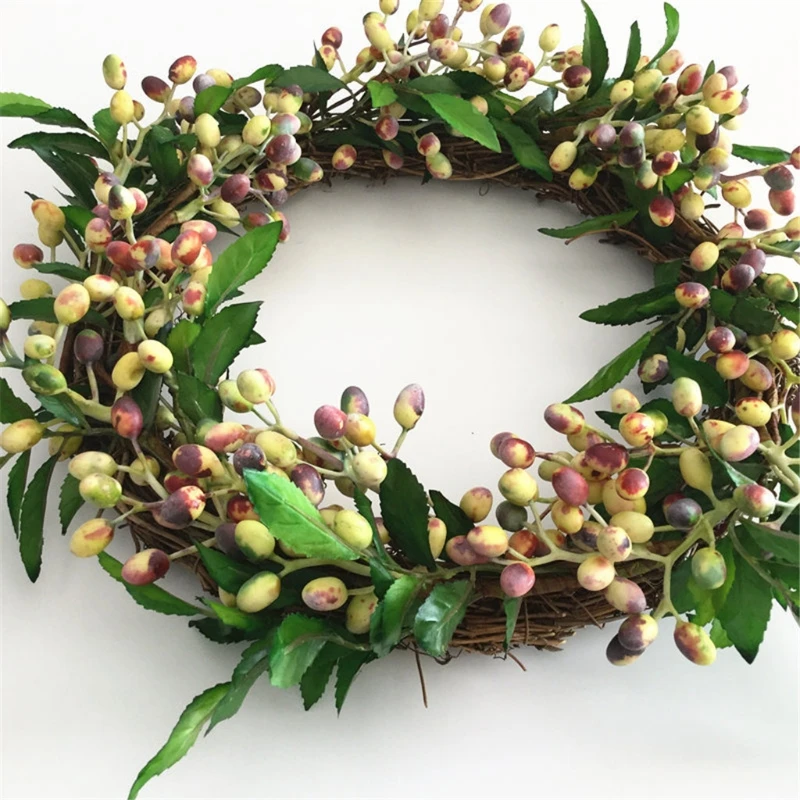 

16inch Artificial Berries Front Door Wreath Handcrafted Wreath for Decor H3CC