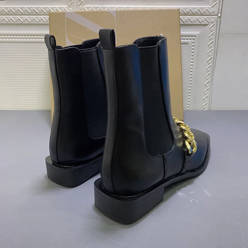 Новинка 2020 модные ботинки Martin Chelse с золотой металлической цепочкой женская