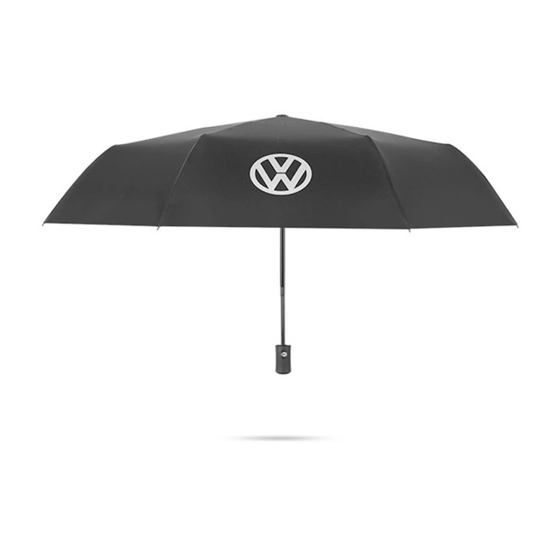 Black Для Volkswagen высококачественный деловой зонт для автомобиля Черный ветрозащитный мужской зонт Три складной, автомат мужской зонт Paraguas - Название цвета: Black