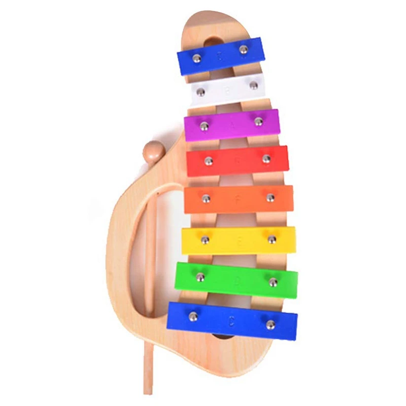 Ручная ударная ксилофон Glockenspiel с молотками 8 тонов цветной металлический бар