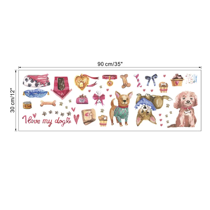 

Cute Dogs Wall Stickers For Kids Room Bedroom Home Decoration Cartoon Puppy Pet Animal Mural Art Children's Decals Pvc Poster