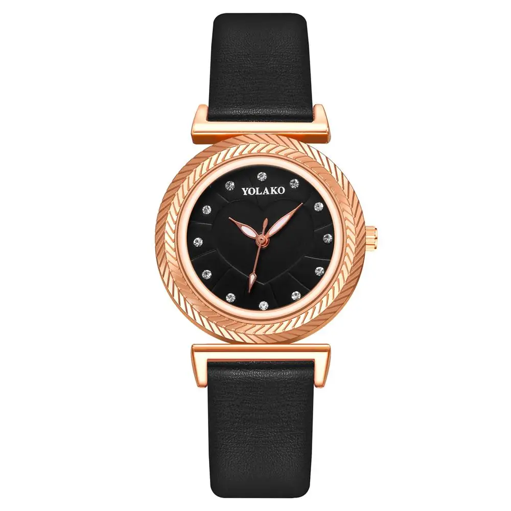 

Exquisite Gear Women Watches Luxury Fashion Ladies Wristwatches Simple Crystal Heart Woman Quartz Leather Clock Reloj Femenino