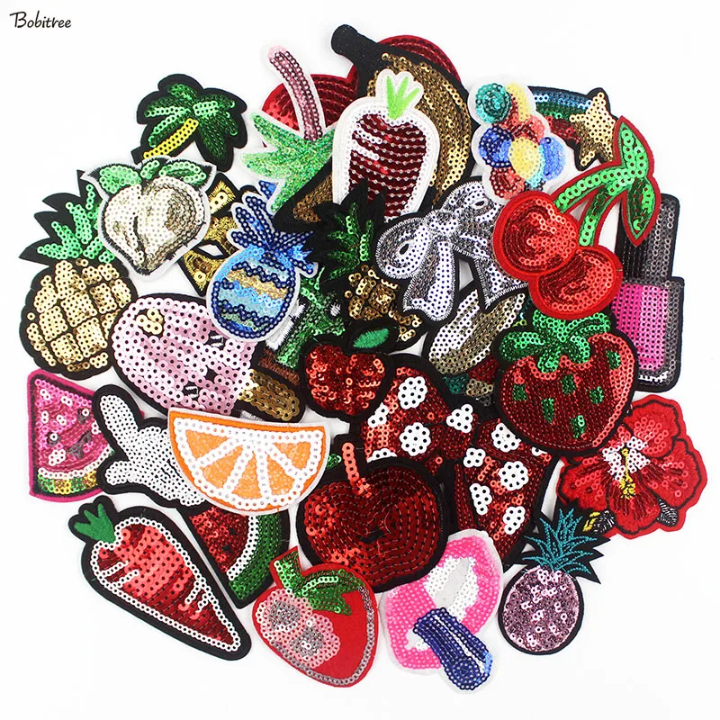 30 шт. в партии Мультяшные нашивки с блестками значки железные Аппликации сделай