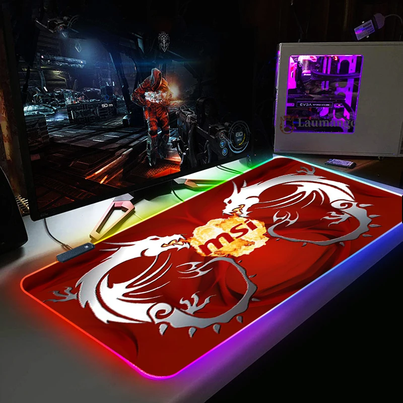 MSI логотип большая клавиатура стол коврик RGB большой Мышь для геймера компьютер Pad