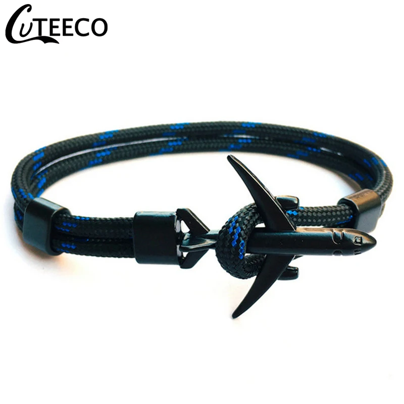 Fashion Men Aircraft Anchor Bracelet Navy Airport Style Multi-Layer Hand-Woven Rope Chain Men's And Women's Sports Metal Buckle |