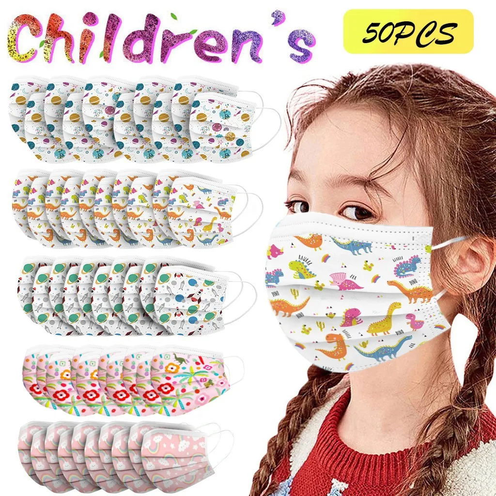 

50pc Lovely Print Children's Disposable Face Mask Industrial 3 Ply Ear Loop Children's Disposable Facemasks Mascarilla Infantil
