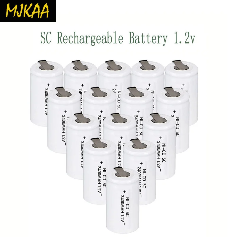 MJKAA 12/15 шт SC 1 2 V 2400mAh Ni CD аккумуляторная батарея 4/5 Sub C cd батареи для электрической