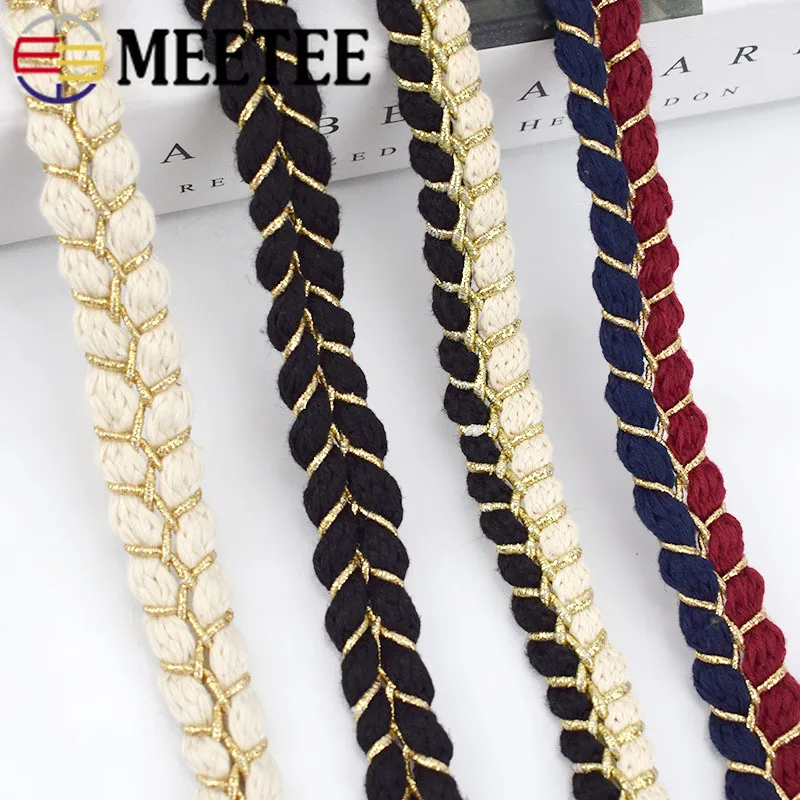 Meetee 9yards 1.5cm Cotton Braid Webbing Ribbon Twisted Rope DIY Scarf Jewelry Apparel Home Crafts Sewing Accessories Lace BD294