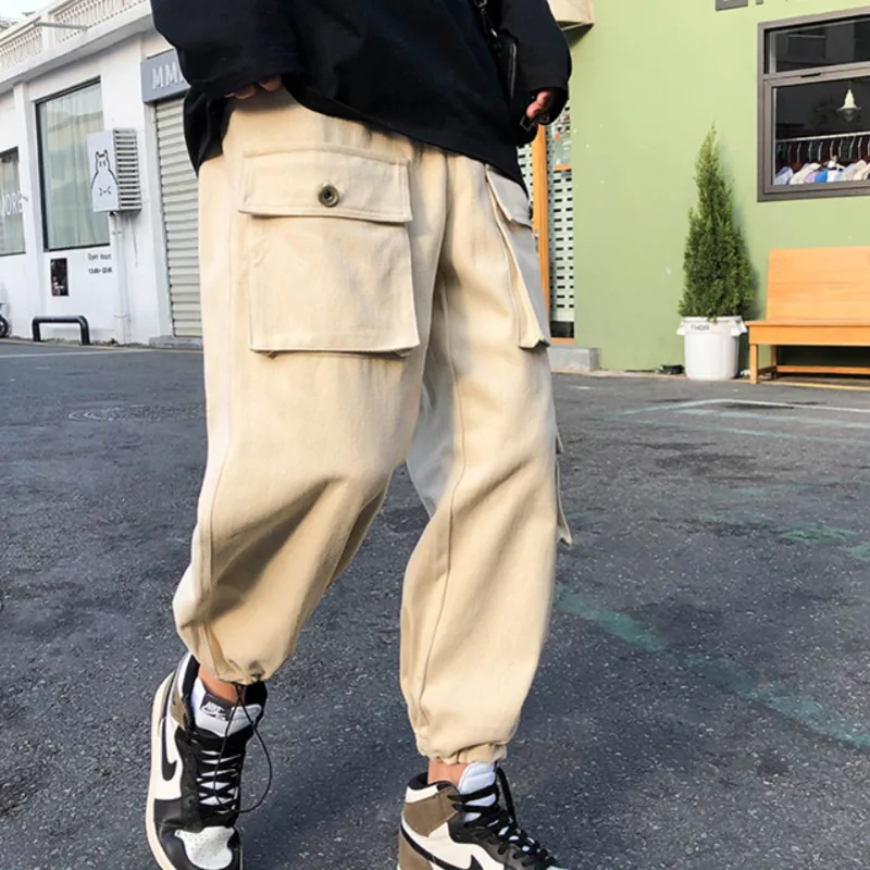 

Spring And Autumn Straight Pants Men's Korean Fashion Loose Large Pocket Casual Pants Men Streetwear Wide Leg Pants Men