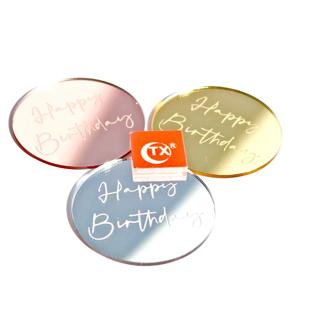 Розовое золото акрил с днем рождения для капкейка-серебро выпечка торта ко дню