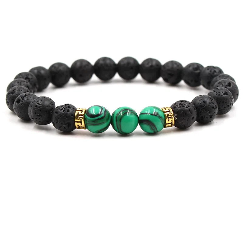 

Gold Color T-shaped Spacer Three Malachite Bracelet Blue Sandstone Buddha Bead Bracelet Personality Charm Men's Bracelet