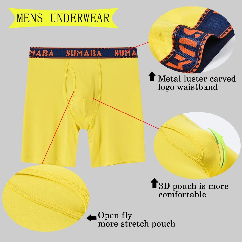 Men's Underwear Shorts Boxer Pants Bamboo Fiber Sexy Breathable Solid Color NEW Multicolor Combination 4 PCS