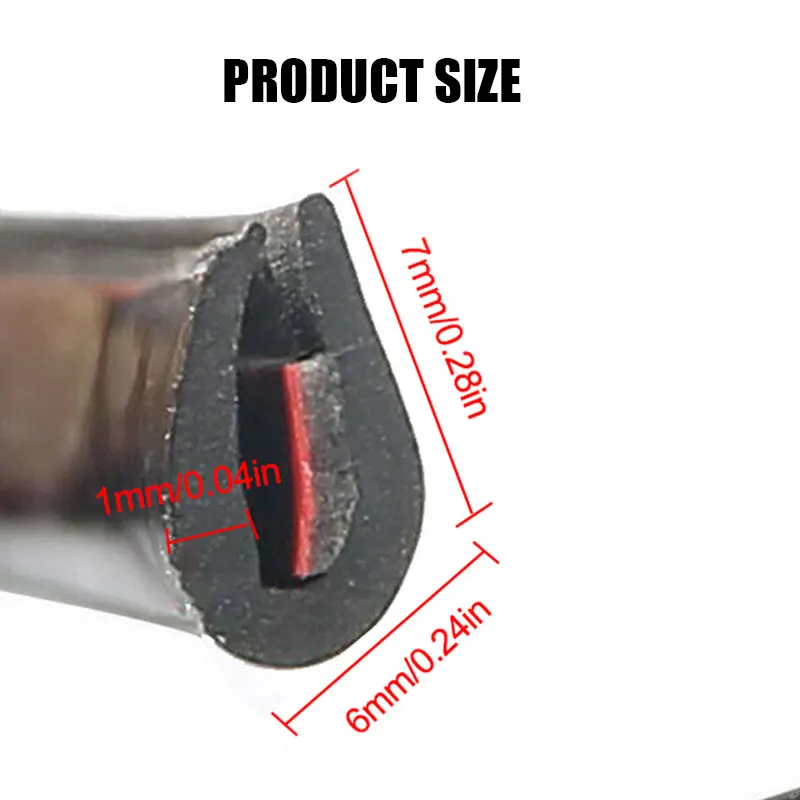 Защитная лента для кромок автомобильной двери 5 м резиновая U-образная