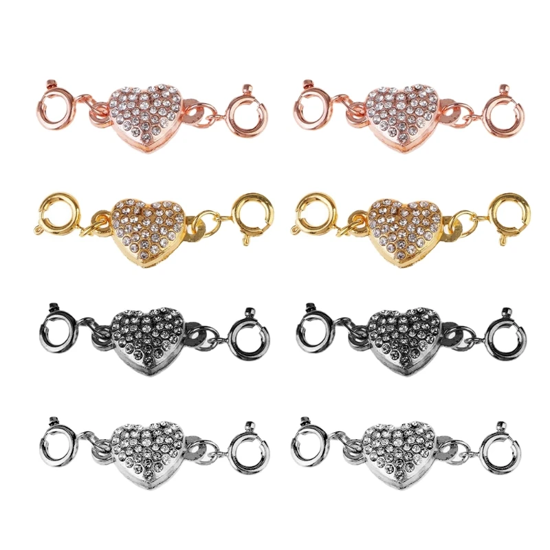 

New Year DIY Necklace Clasp Jewelry Magnet Clasp Heart Shape Magnet Clasp 4 Color Heart Shape Diamond Magnetic Clasp