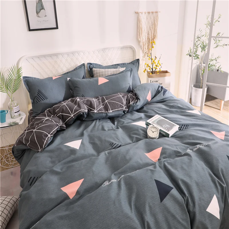 

Hot Sale Geometric Style Bedding Cotton Printed Pillowcase Quilt Cover Bed Sheet Queen Size Bed King Size Bed Four-Piece Set