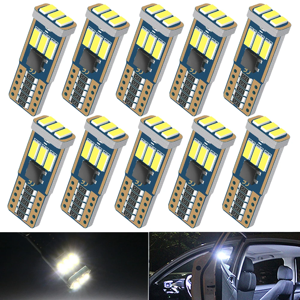 

10x NEW T10 W5W 194 168 LED Canbus Auto Lamp for Car Parking Light Clearance Dome Reading Interior Trunk Lamp 6500K White Blue