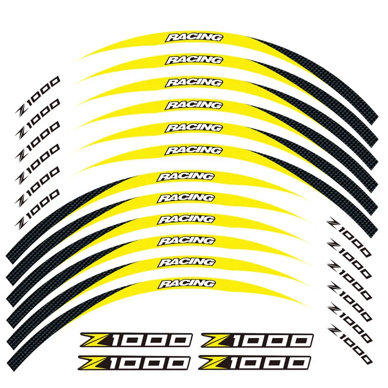 

New high quality 12 Pcs Fit Motorcycle Wheel Sticker stripe Reflective Rim For Kawasaki Z1000