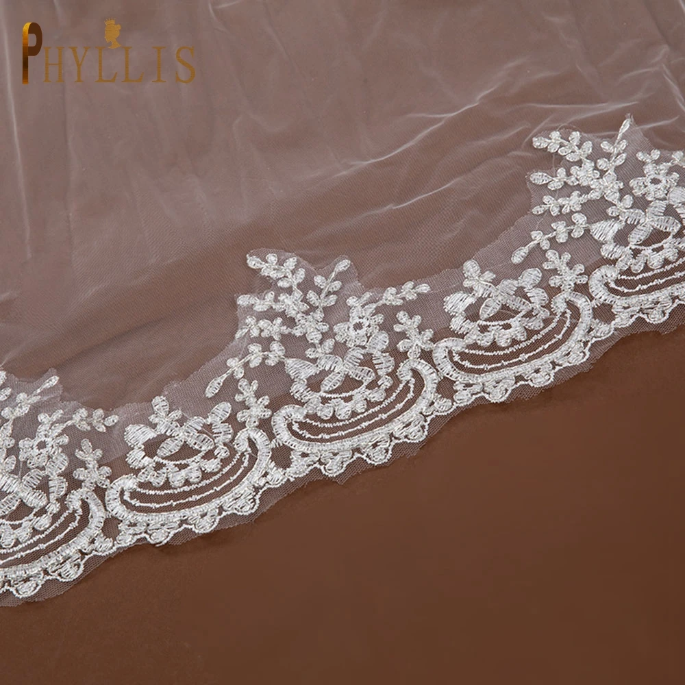

PHYLLIS B29 Two Layer Wedding Veil with Multilayer lace Sequin Veil Veil for Bride Headband Photo Accessory Veil Face Vintage