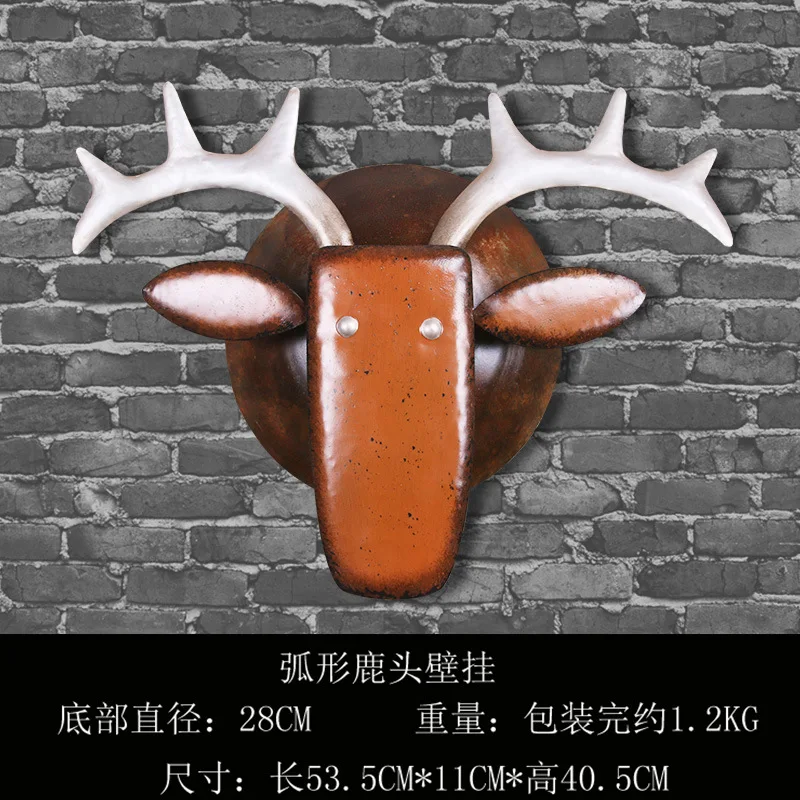 

Vintage Metal Iron animal head wall decorative Bar pub House Cafe Loft crafts deer head hang Industrial wind Retro Old Decorate