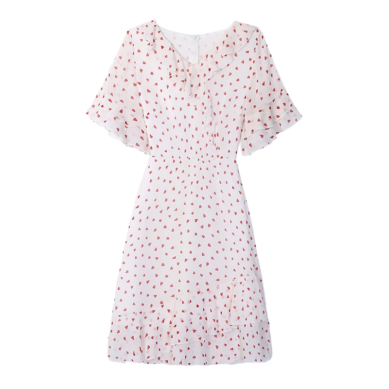 

2021 New Plus Size L-5XL Fashion Black White Chiffon Loose Midi Dress for Women Summer Office Lady Casual Clothes