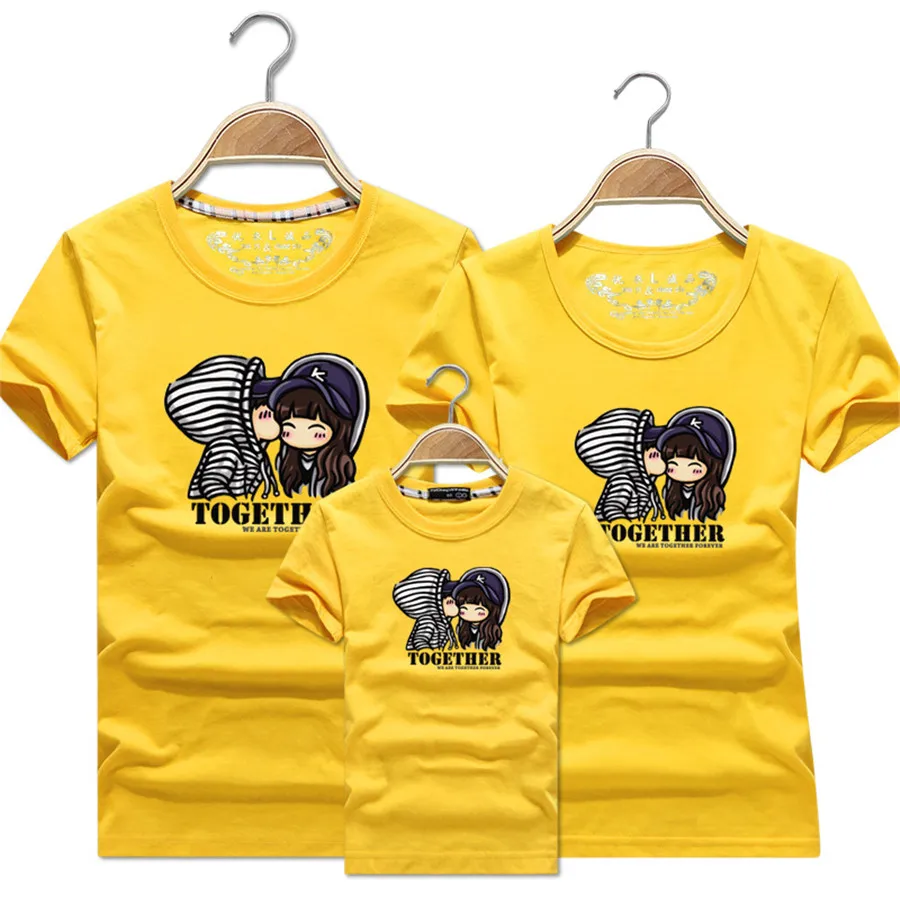 

1 Piece Family Matching Clothes Quality Couple T Shirt Cartoon Female Male 4xl Summer Short Sleeves Dad Mom T-Shirts